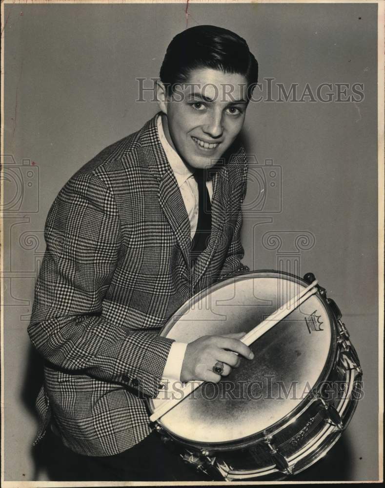 1967 Musical artist Bill Farrell with drum-Historic Images