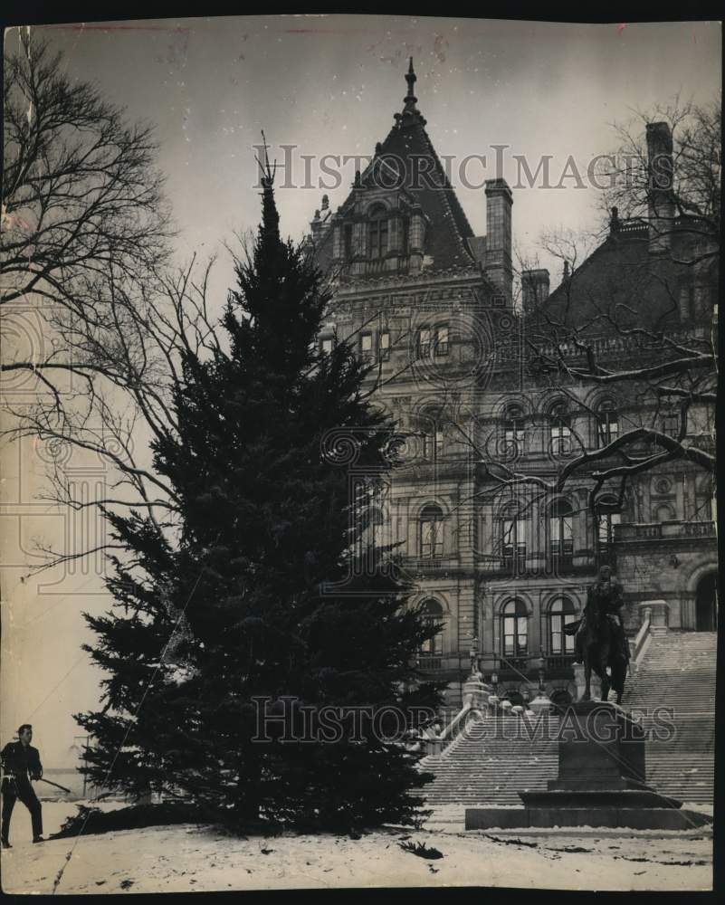 1964 Christmas tree outside State Capitol building, Albany, New York-Historic Images