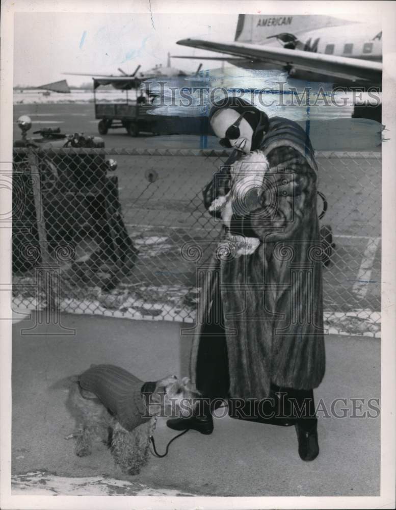 1958 Faye Emerson with dogs at Albany County Airport, New York-Historic Images