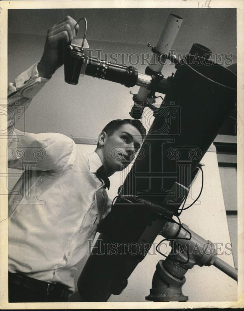1961 William Gabb Jr. with telescope in Watervliet, New York-Historic Images