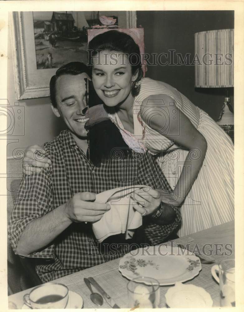 1962 Actress Dianne Foster with costar in movie scene-Historic Images