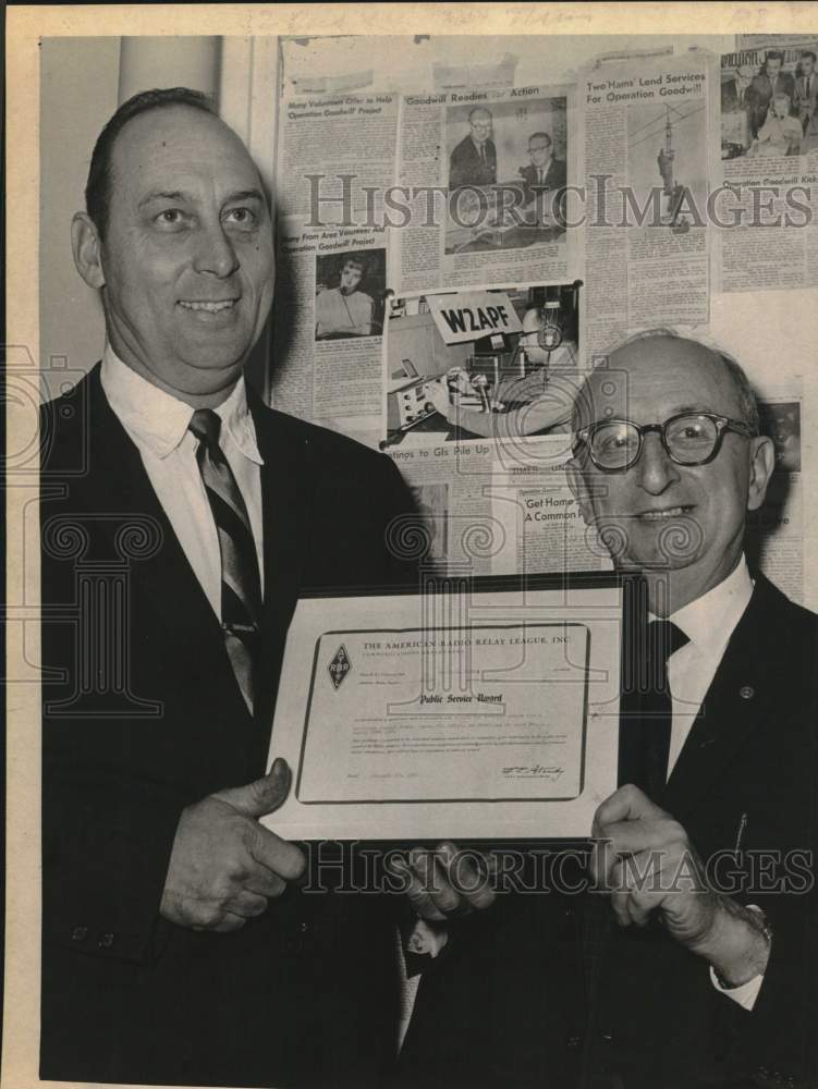 1967 Earl Fisher presents citation to Dave Marks in Albany, New York-Historic Images