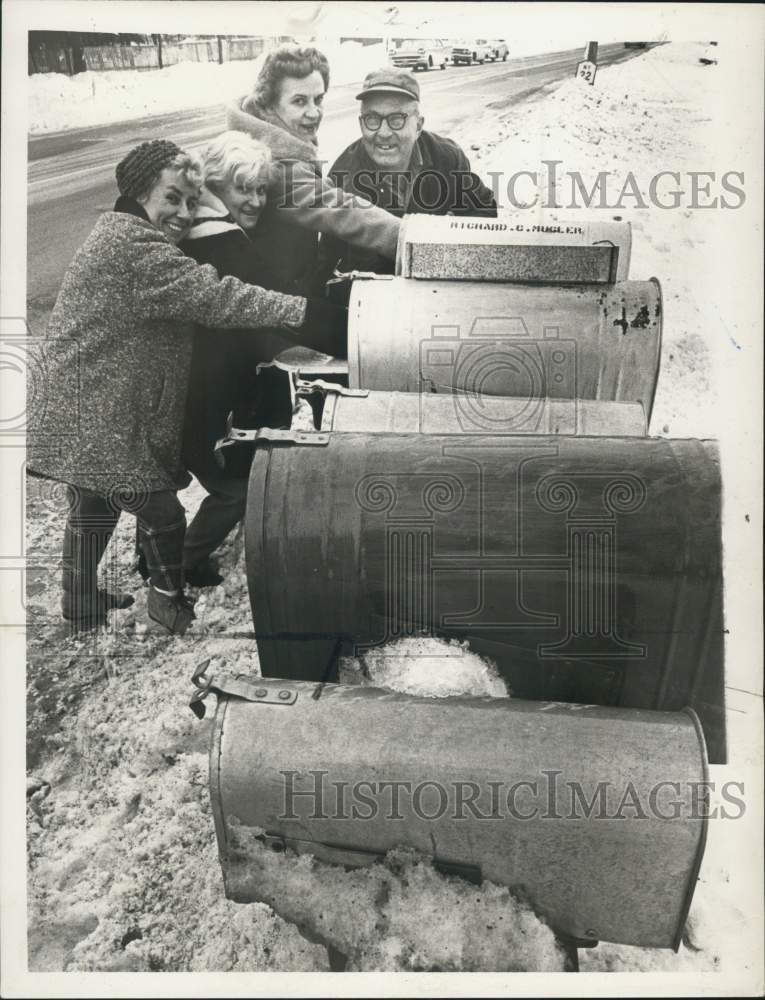 1962 Group poses reaching into mailboxes in Austerlitz, New York-Historic Images