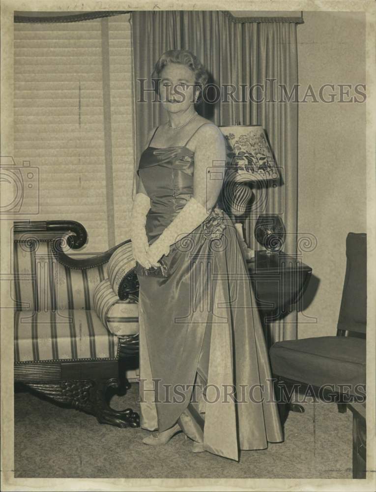 1961 Mrs. John Filipone of Loudonville, New York in evening gown-Historic Images