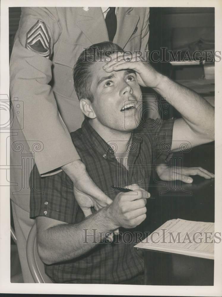 1963 Ronald Desnoyers with military officer in New York-Historic Images