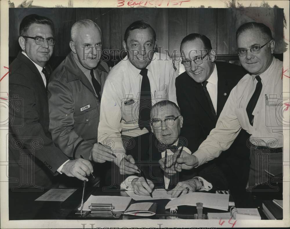 1964 Labor officials sign contract with Albany, New York Postmaster-Historic Images