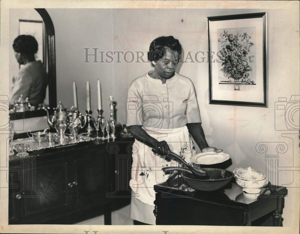 1964 Mrs. Mae Douglas plating food in New York-Historic Images