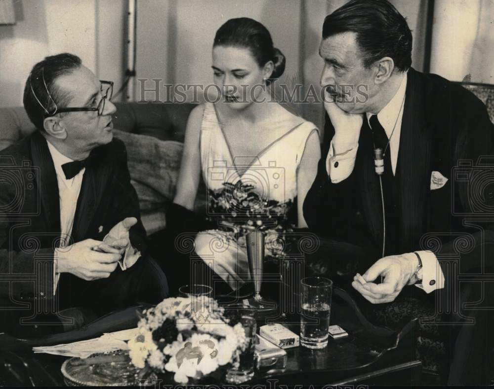 1957 Hy Gardner, Julie Wilson & Walter Pidgeon on "Tonight!" on NBC-Historic Images