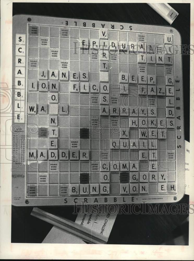 1980 Press Photo Words played on Scrabble board game - tub02516 - Historic Images