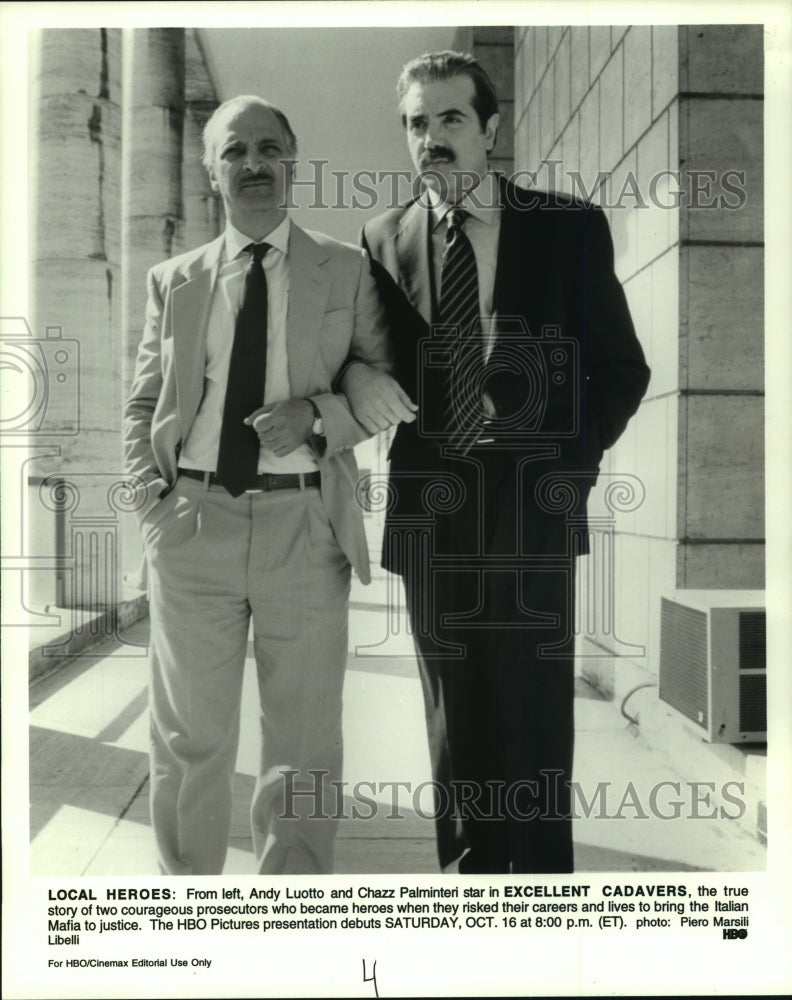 Press Photo Andy Luotto and Chazz Palminteri star in Excellent Cadavers on HBO - Historic Images