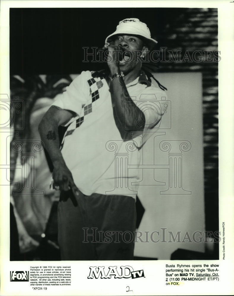 Rapper Busta Rhymes performs on Mad TV on Fox Television - Historic Images