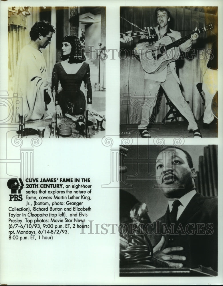 1993 Press Photo Scenes from PBS program Clive James' Fame In The 20th Century - Historic Images