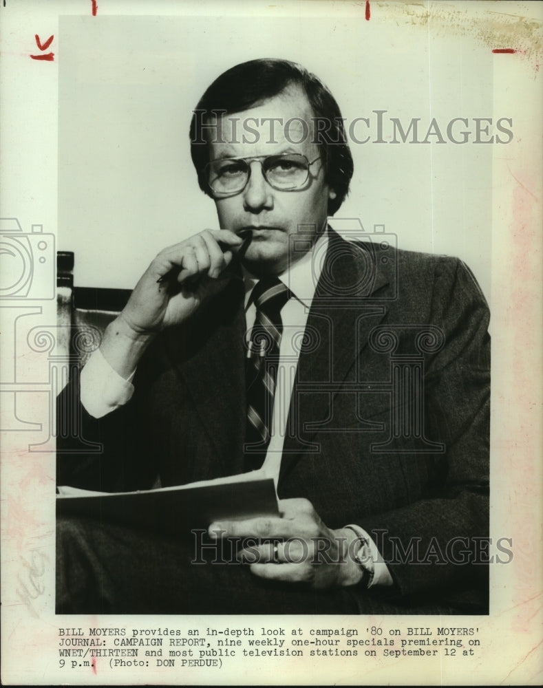 1980 Press Photo Journalist Bill Moyers - tup00531 - Historic Images