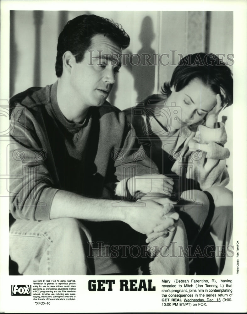 1999 Press Photo Debrah Farentino &amp; Jon Tenney, stars of Get Real, new on FOX - Historic Images