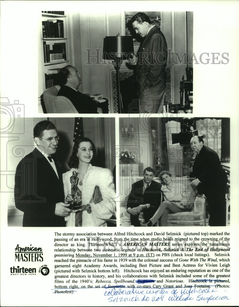 1999 Press Photo Alfred Hitchcock &amp; David Selznick work together &amp; on their own - Historic Images