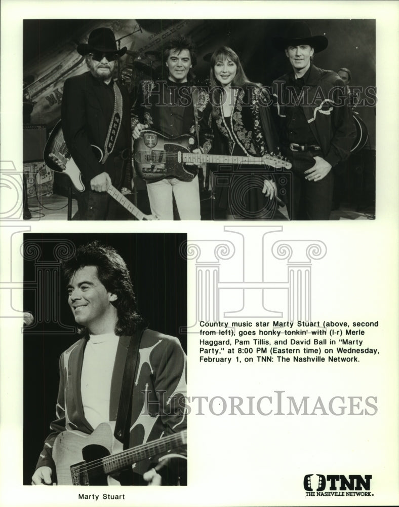 Press Photo Country music star Marty Stuart & others in Marty Party on TNN - Historic Images