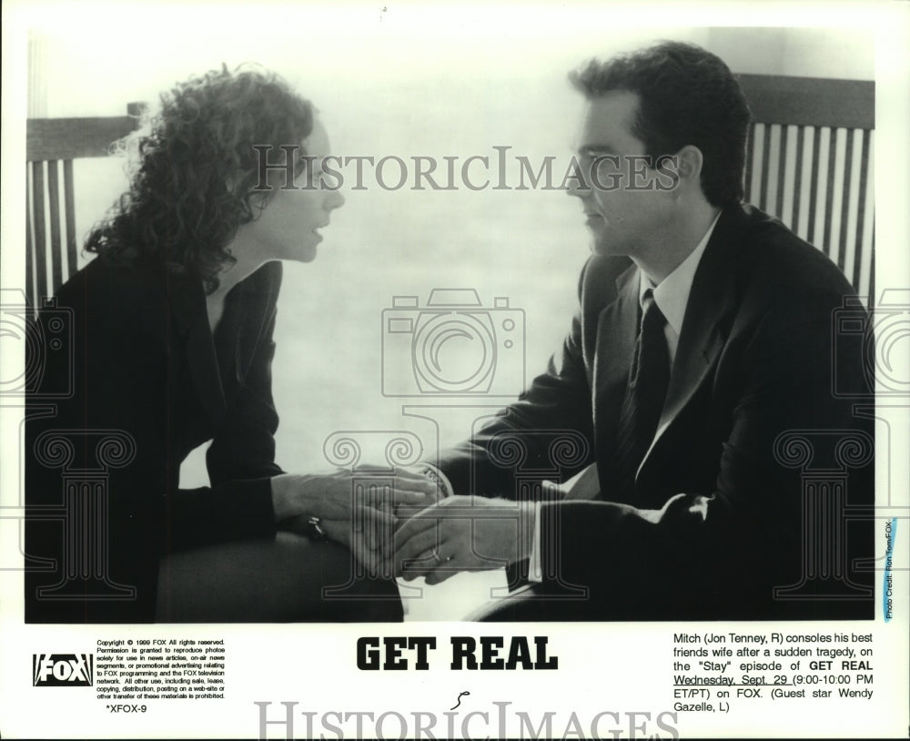 1999 Press Photo Jon Tenney &amp; Wendy Gazelle star in &quot;Get Real&quot; on Fox - Historic Images