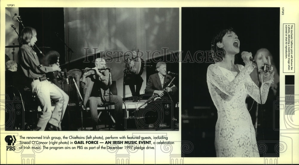 1997 Press Photo Irish Group the Chieftains & Sinead O'Connor appear on PBS - Historic Images