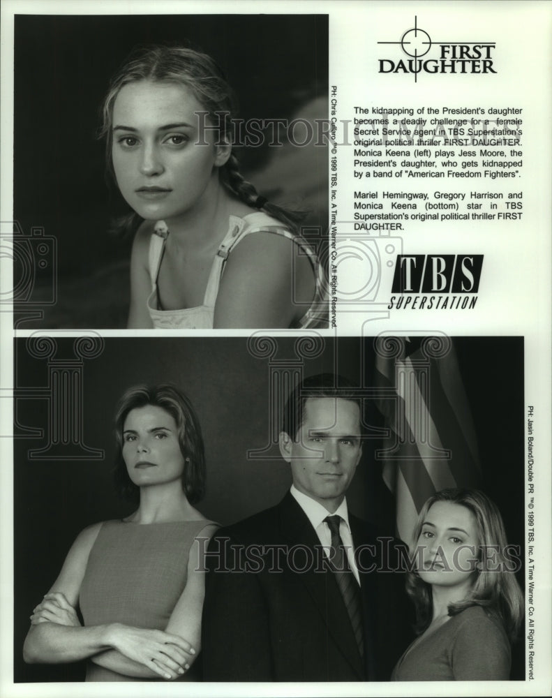 1999 Press Photo Cast of TBS Superstation movie "First Daughter" - tup01298 - Historic Images