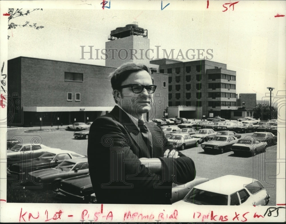1979 Clark Winslow examines addition to Albany, NY Memorial Hospital - Historic Images