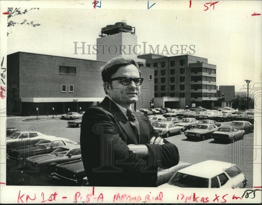 1979 Clark Winslow examines addition to Albany, NY Memorial Hospital - Historic Images