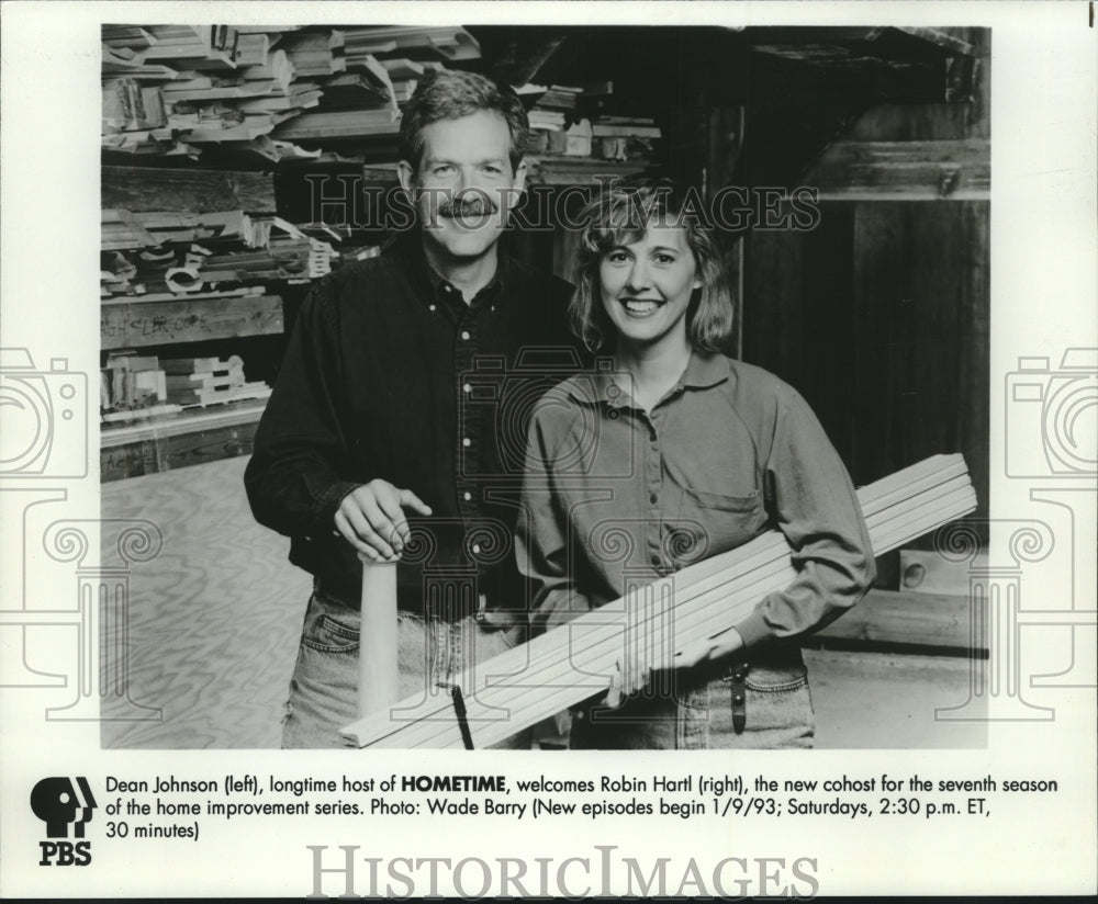 1993 Press Photo Dean Johnson and Robin Hartl host PBS series Hometime - Historic Images