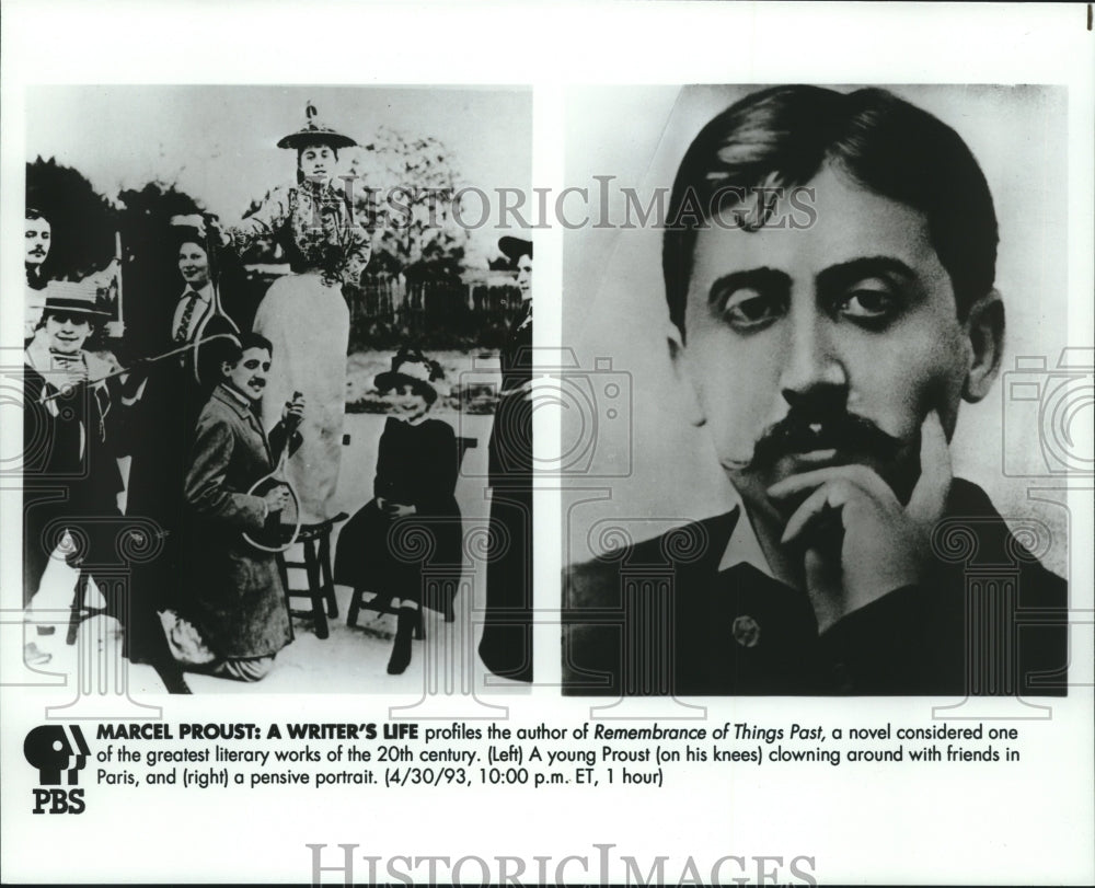 1993 Press Photo Marcel Proust profiled in documentary on PBS television - Historic Images