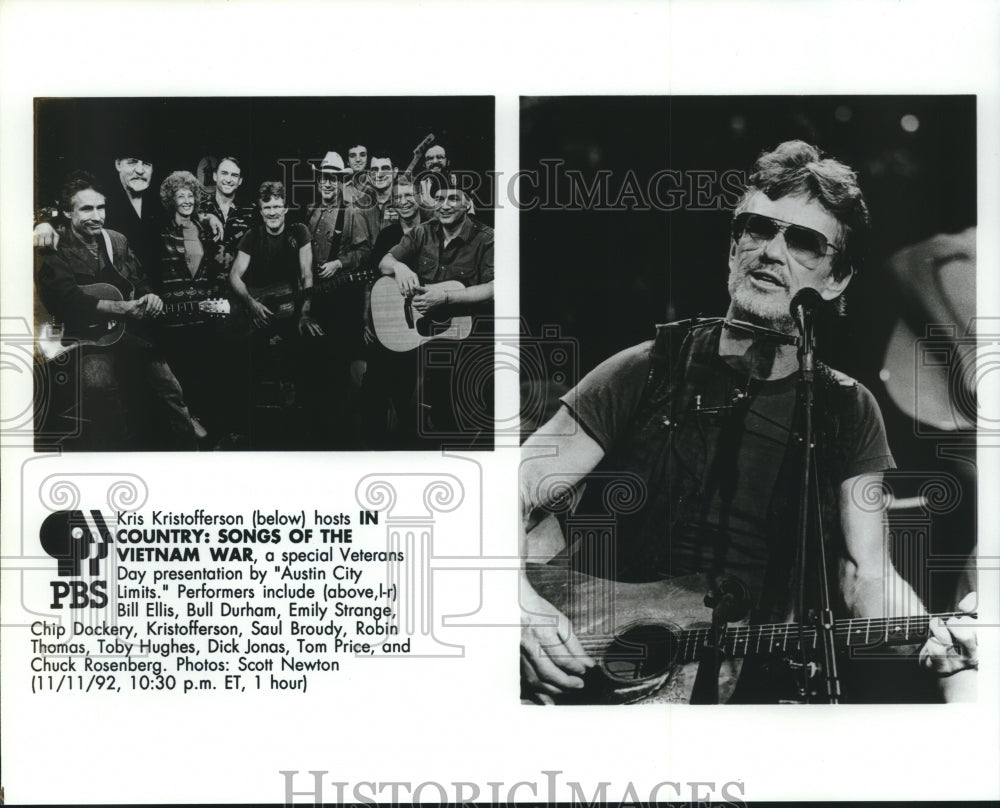 1992 Kris Kristofferson hosts Austin City Limits veterans special - Historic Images