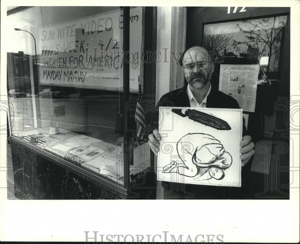 1991 Press Photo Richard Genest, Artists for a New Politics CafÃ©, Albany, NY - Historic Images
