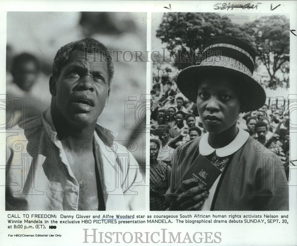 Press Photo Danny Glover &amp; Alfre Woodard star in &quot;Mandela&quot; on HBO - Historic Images