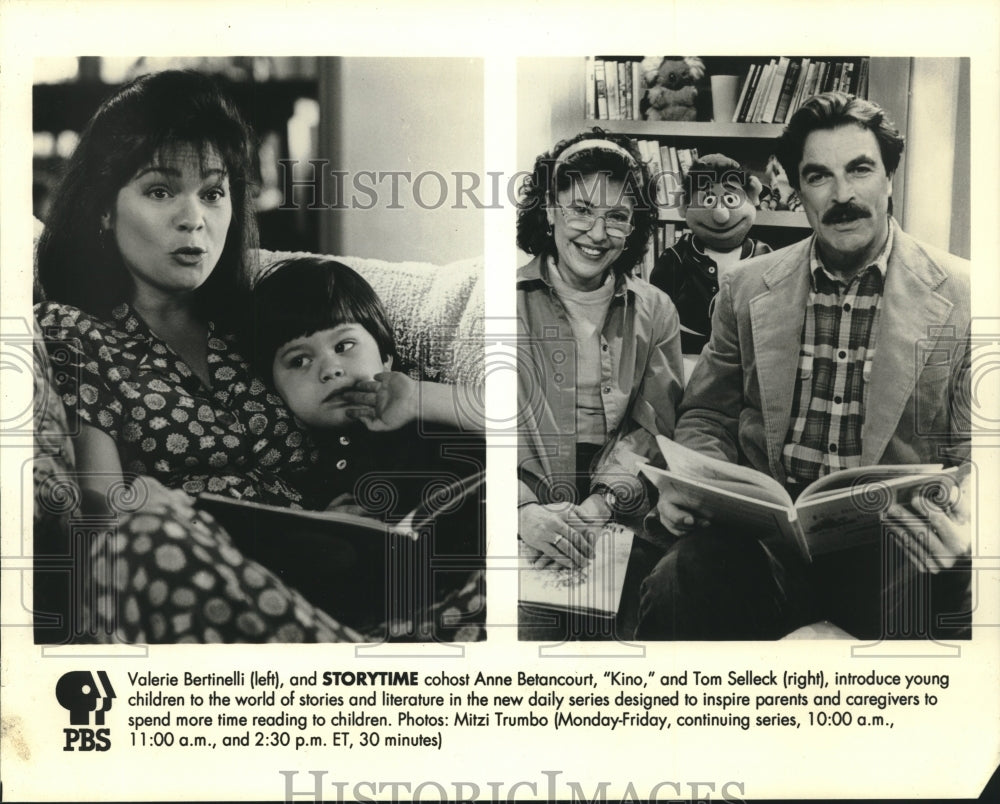 Press Photo Valerie Bertinelli, Anne Betancourt, &amp; Tom Selleck on PBS&#39; Storytime - Historic Images