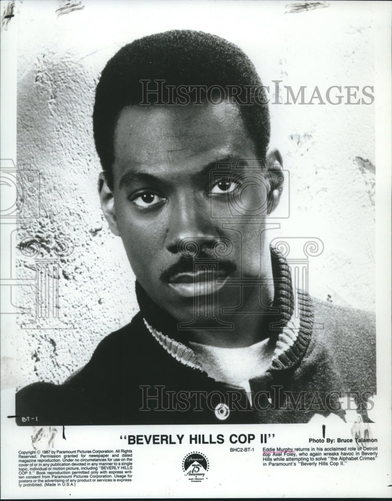 1987 Press Photo Eddie Murphy stars in "Beverly Hills Cop II" - tup02038-Historic Images