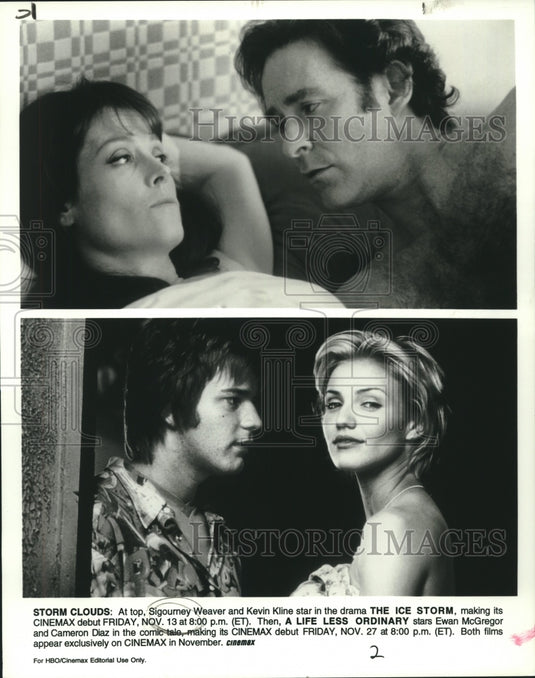 1998 Press Photo Scenes from the movies "The Ice Storm" & "A Life Less Ordinary" - Historic Images