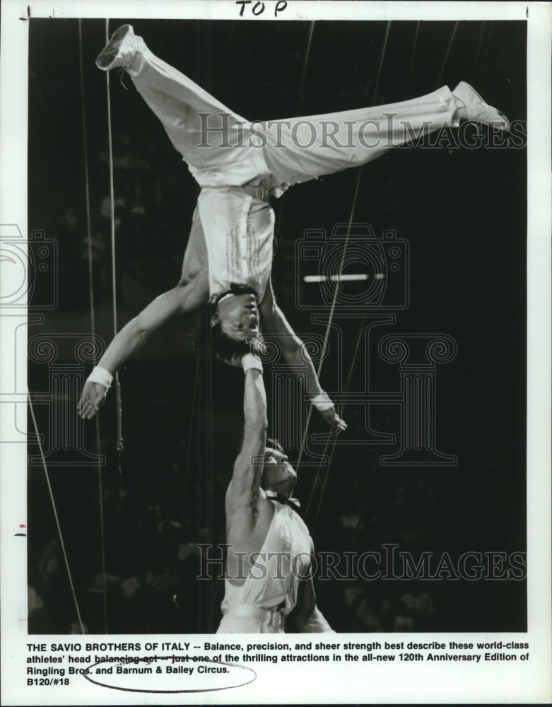 Press Photo Gymnasts The Savio Brothers, Ringling Bros. &amp; Barnum &amp; Bailey Circus - Historic Images