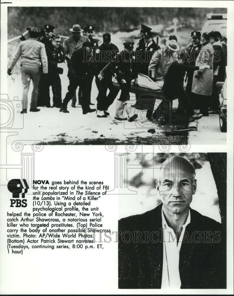 Press Photo Patrick Stewart narrates Nova documentary profiling FBI psych units - Historic Images
