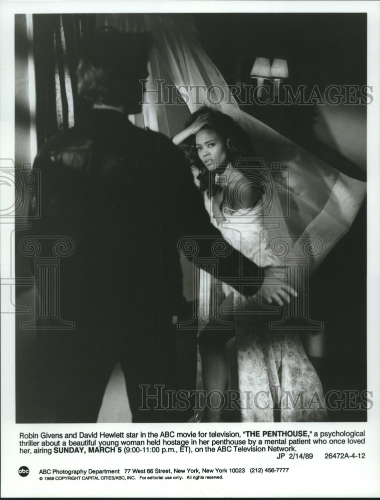 1989 Press Photo Robin Givens and David Hewlett star in &quot;The Penthouse&quot; on ABC- Historic Images