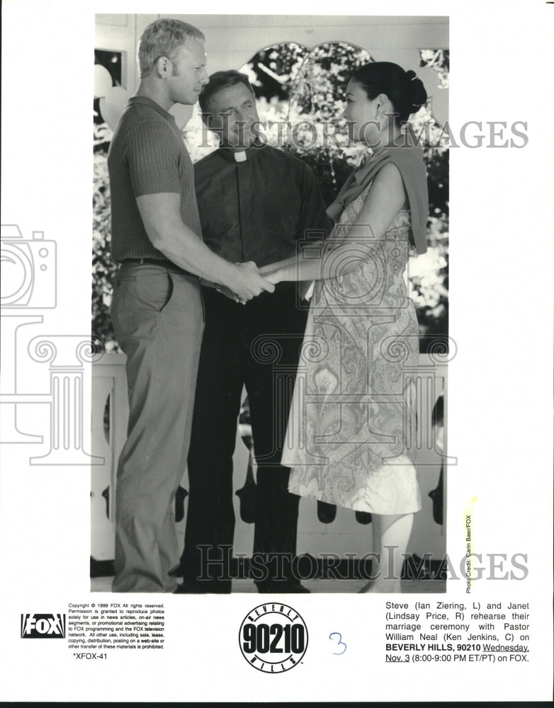 1999 Press Photo Ian Ziering &amp; Lindsay Price in Beverly Hills, 90210 on Fox-TV - Historic Images