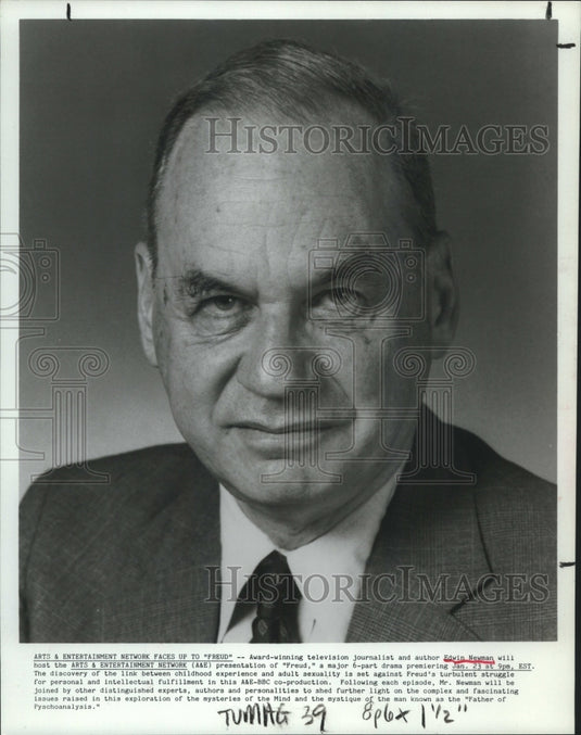 Press Photo Newscaster Edwin Newman hosts "Freud" on A&E Television - tup02508 - Historic Images