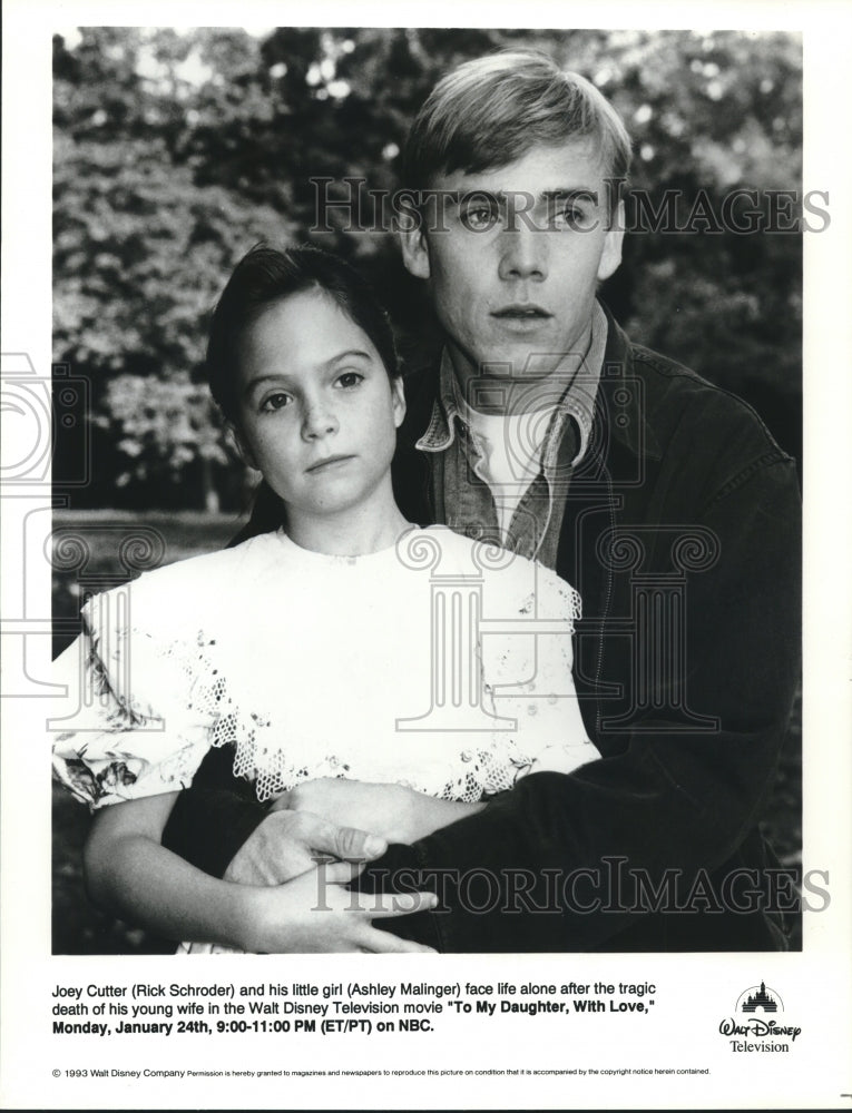 1993 Press Photo Rick Schroder &amp; Ashley Mallinger in To My Daughter, With Love- Historic Images