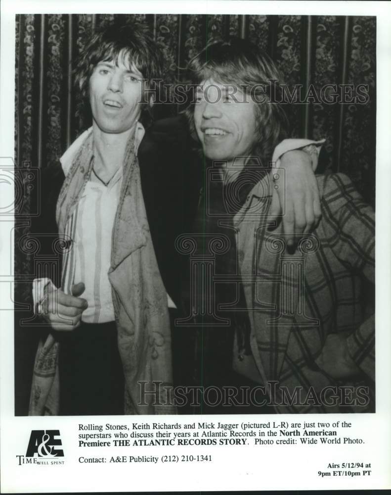 1994 Press Photo Keith Richards &amp; Mick Jagger in A&amp;E documentary - tup03515- Historic Images