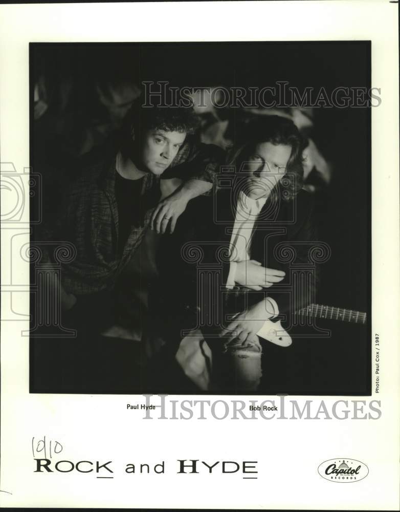 1987 Press Photo Recording artists Rock and Hyde - Paul Hyde and Bob Rock- Historic Images