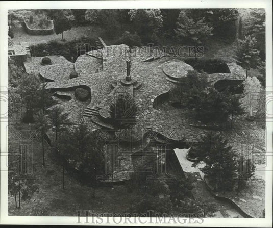 1989 Press Photo Harvey Fite's Opus 40 sculpture in Saugerties, New York- Historic Images