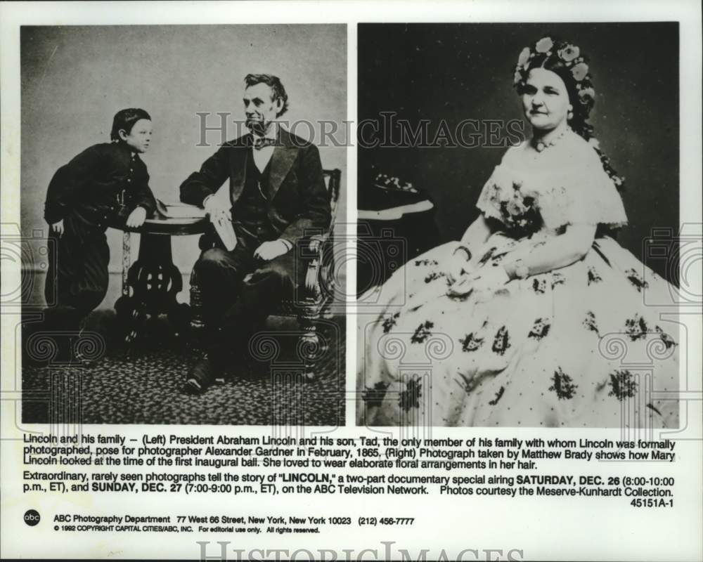 1992 Press Photo Scenes from the ABC Television documentary &quot;Lincoln&quot;- Historic Images