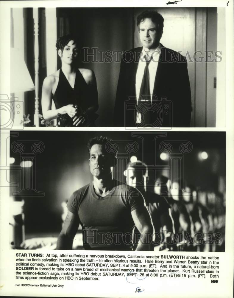 Press Photo Scenes from the movies "Bulworth" and "Soldier" on HBO - Historic Images