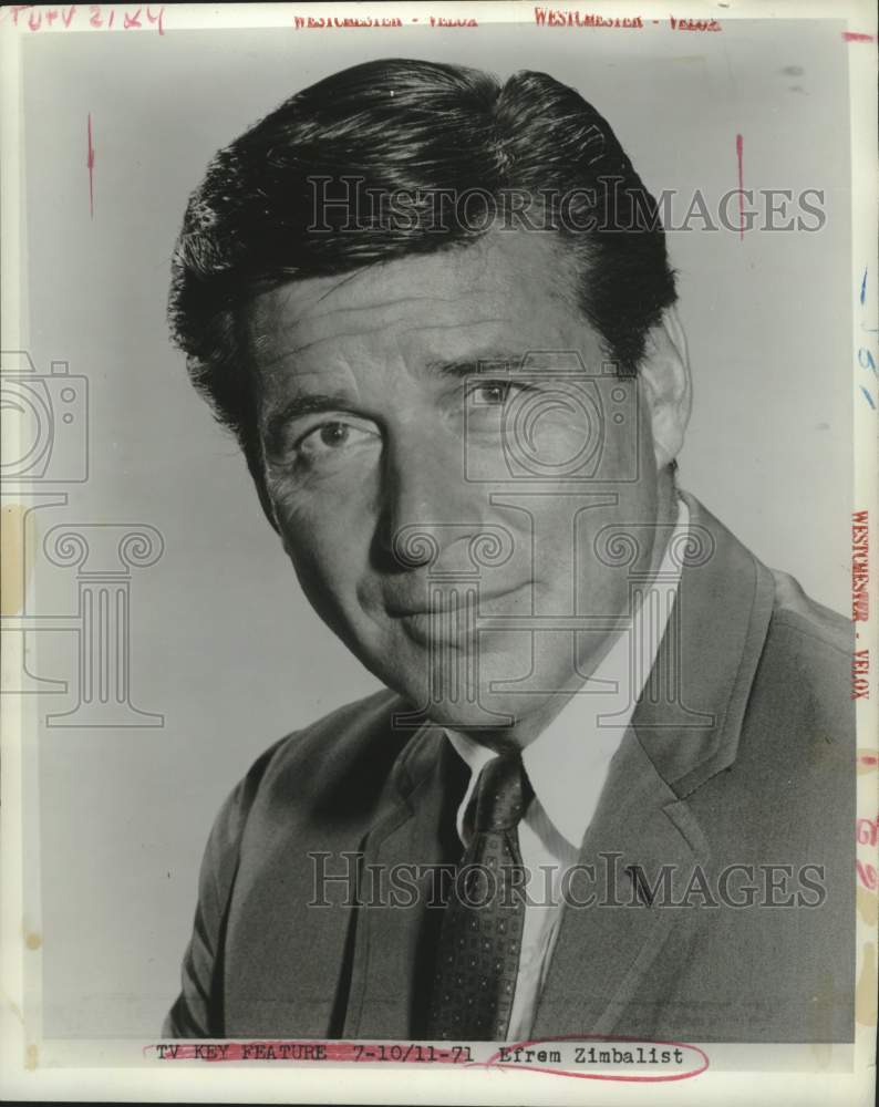 1971 Press Photo Actor Efrem Zimbalist, Jr. - Historic Images