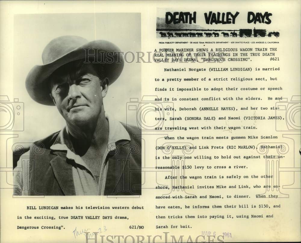 1961 Bill Lundigan stars in the western "Dangerous Crossing"-Historic Images