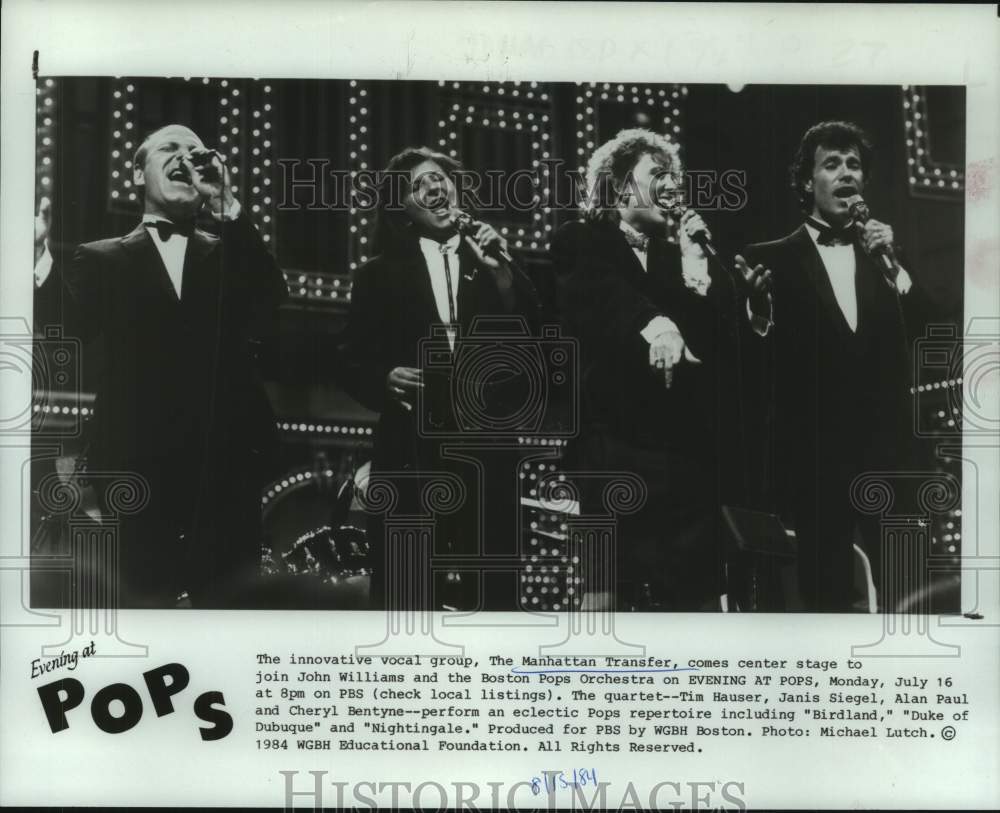 1984 Press Photo The Manhattan Transfer perform with the Boston Pops on PBS- Historic Images