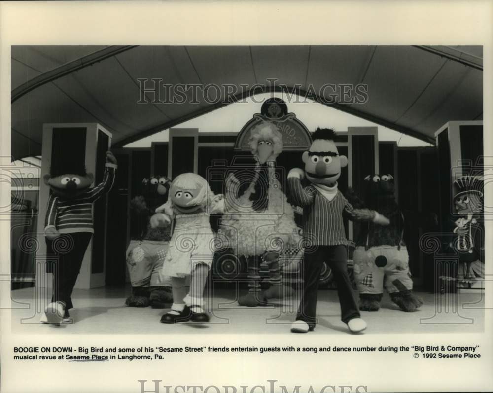 1992 Press Photo Sesame Street muppets perform at Sesame Place in Pennsylvania- Historic Images