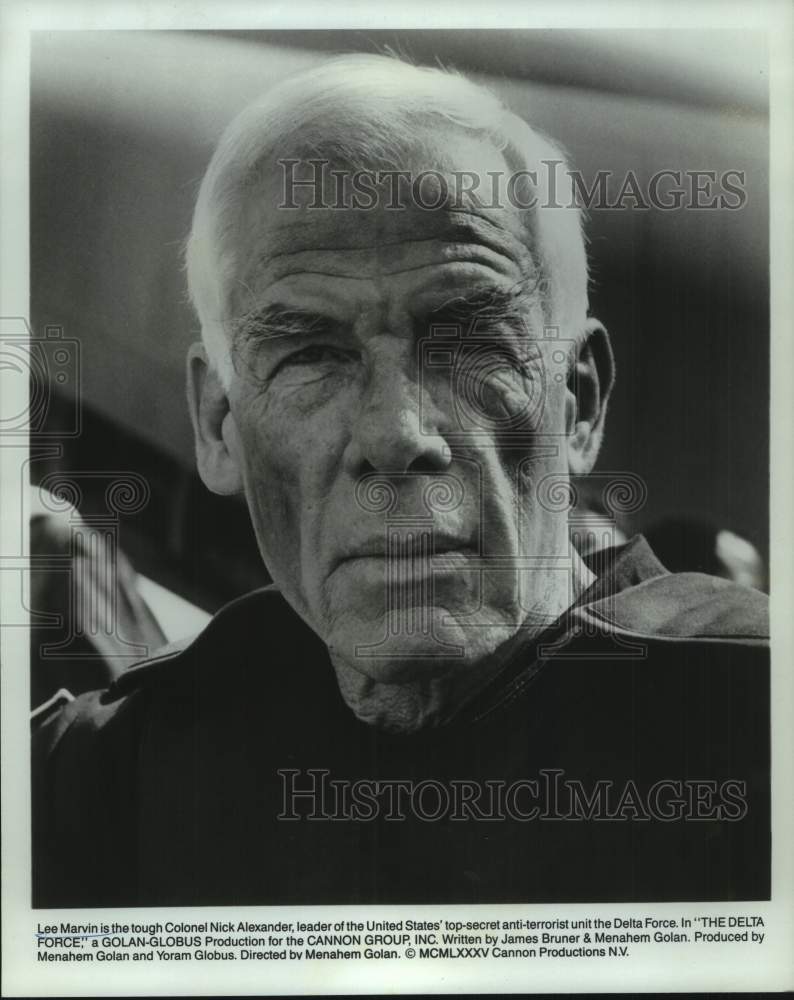 1985 Press Photo Lee Marvin stars as Colonel Nick Alexander in &quot;The Delta Force&quot; - Historic Images