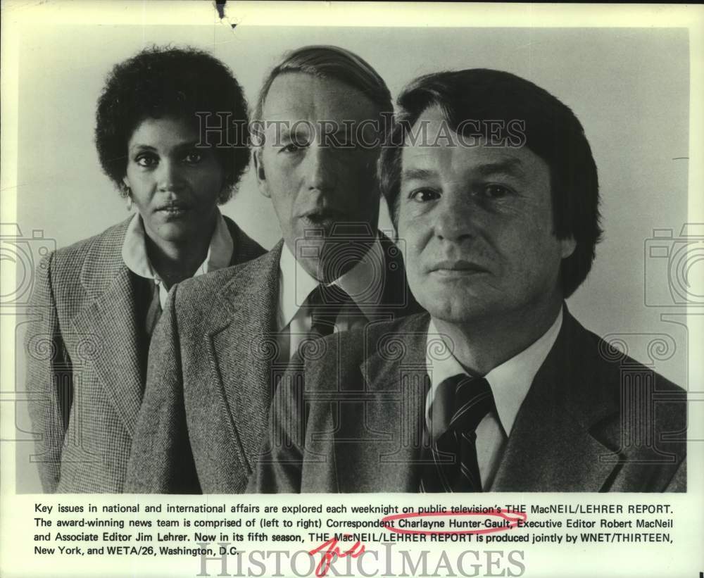 1980 News crew Charlayne Hunter-Gault, Robert MacNeil * Jim Lehere - Historic Images